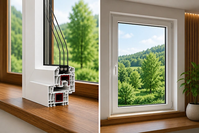 Finestra Elite in PVC bianco con profilo da 76 mm