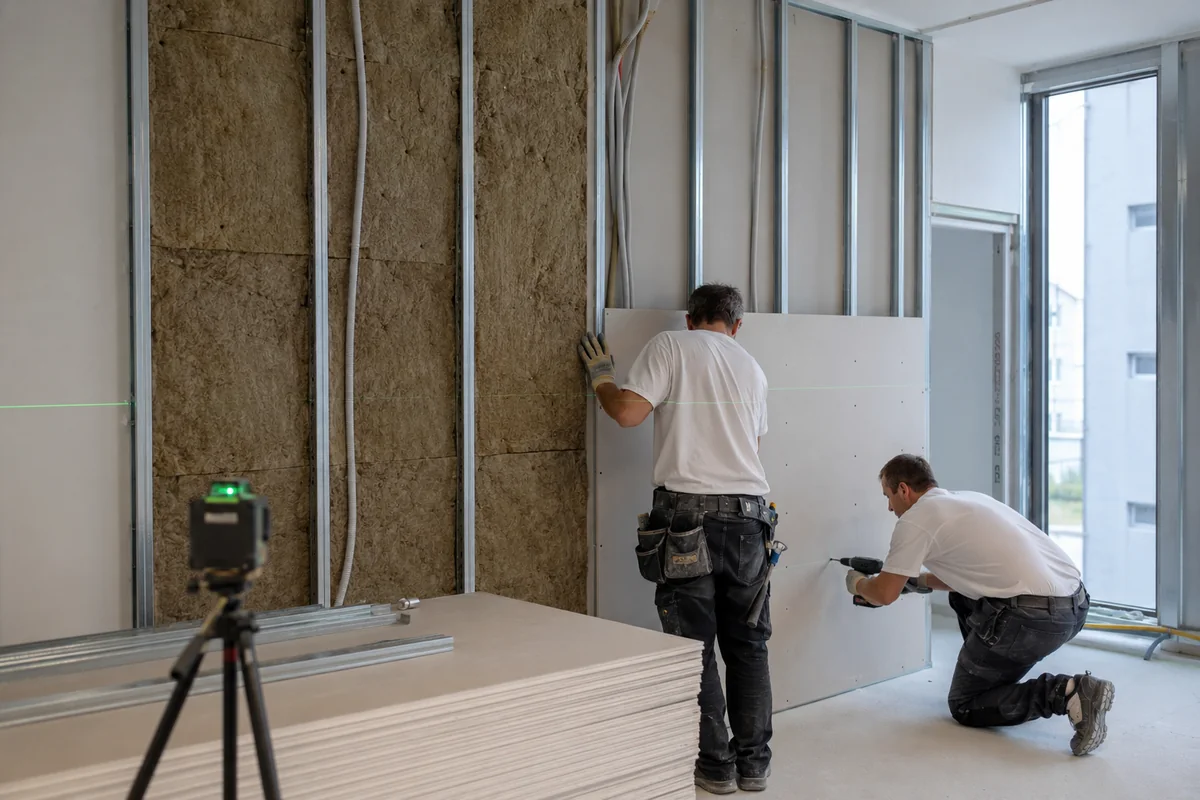 Rilievo e tracciamento prima della posa in cartongesso