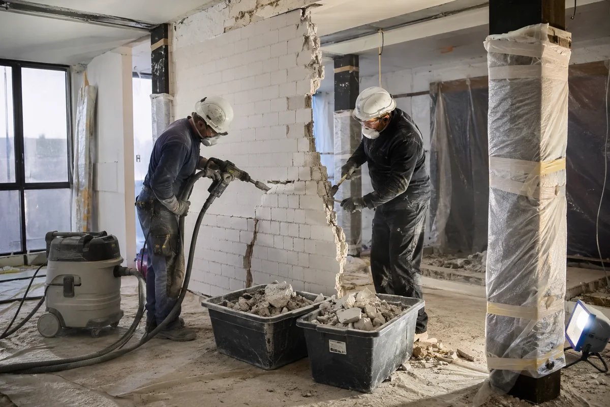 Demolizione interna controllata e selezione dei materiali