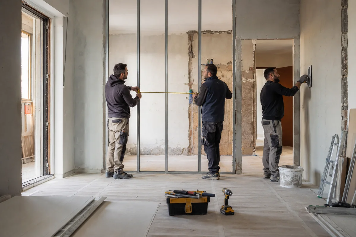 Ambiente interno durante una ristrutturazione completa